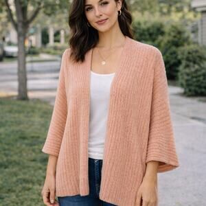 Barefoot Dreams Cozychic Light SZ S/M Ribbed Shrug Cardi Coral